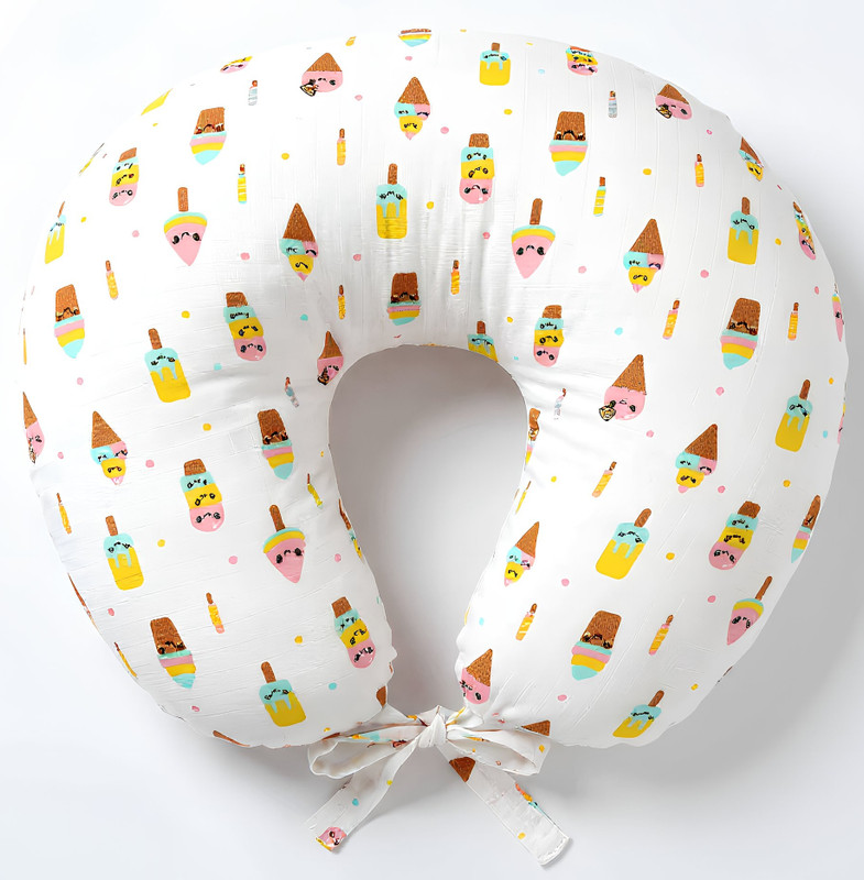 VoiDrop 100% Muslin Breast Feeding Pillow, Nursing Pillow with Detachable Cover Baby Breastfeeding Pillow