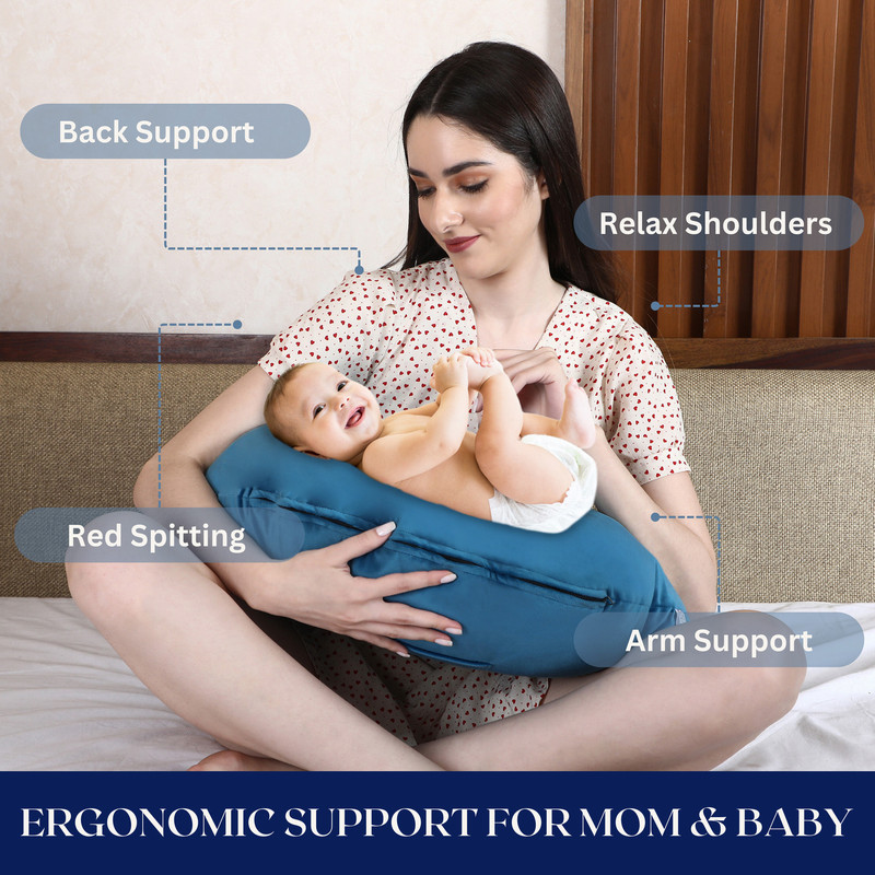 Dormyo New Born Baby Multifunction Microfibre Nursing Pillow SeaGreen (22" x 21.5"X8") Breastfeeding Pillow