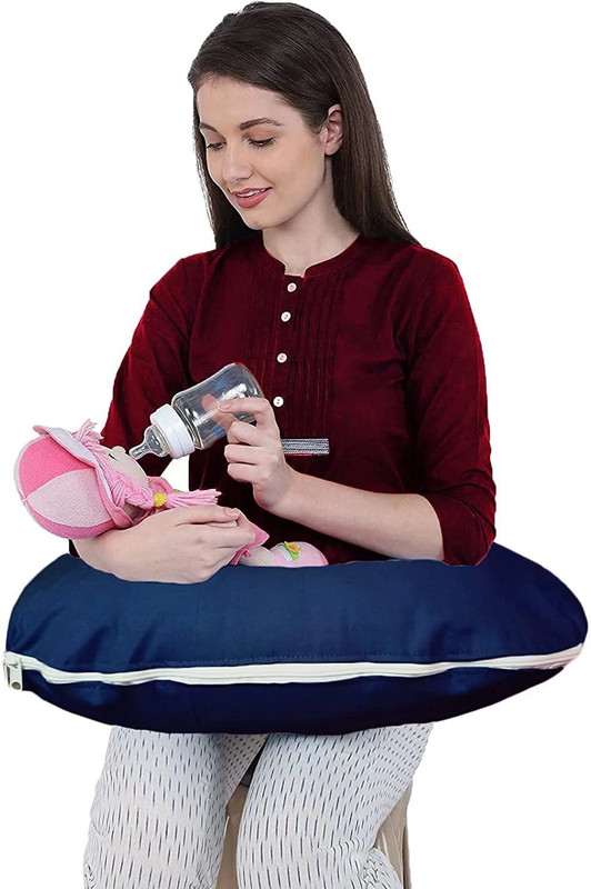 Get IT Breast feeding Recron Pillow, Removable coverwith Zip, Buckle Adjust,Navy Blue Breastfeeding Pillow