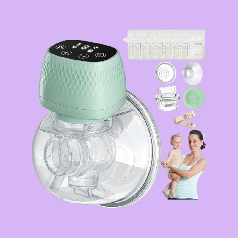ASEBHARI Wearable Electric Breast Pump with LED Display - Electric(Green)