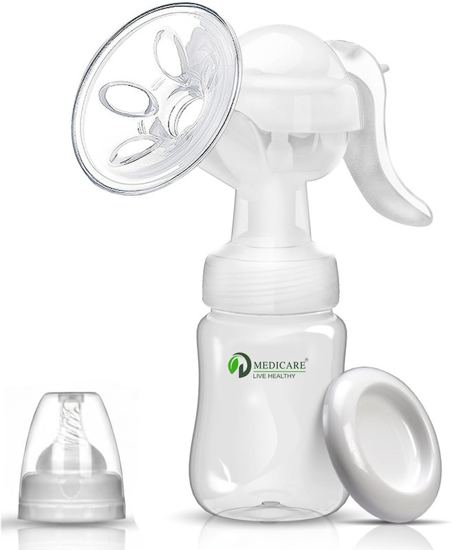 D MEDICARE Manual Breast Pump BPA Free | Double Suction | Massage Cushion | Travel-Friendly - Manual(White)