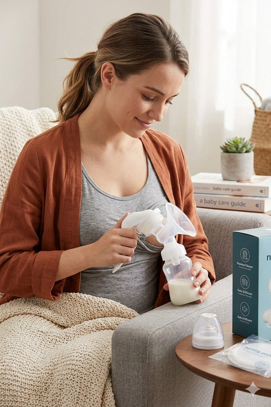 GOREVIZON OPPOSED Manual Breast Pump with Silicone Cushion & Bottle  - Manual(White)