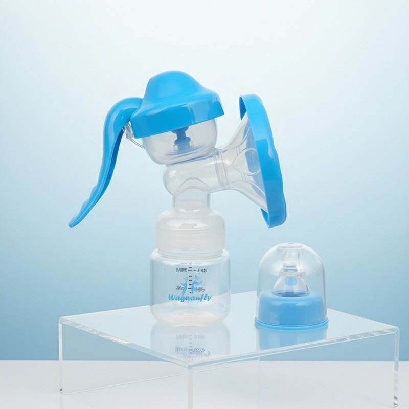 Wagwanfly Portable Manual Breast Pump - BPA-Free Feeding Pump & Nipple - Manual(Blue)