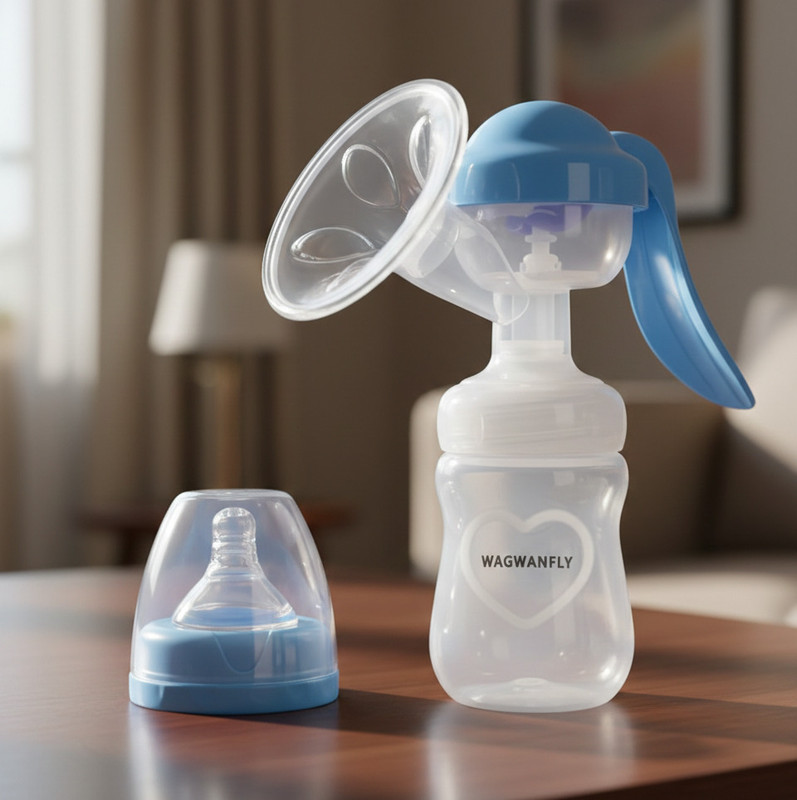 Wagwanfly Manual Breast Pump, Feeding Pump for Breastfeeding, BPA Free and Anti-Colic - Manual(Blue)