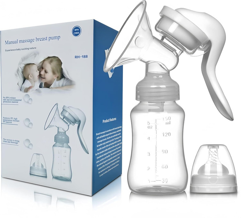 OnlyU Manual Breast Pump, 3 Level Suction Adjustment, Easy Massage Cushion & Ergonomic - Manual(Handle for Easy & Painless Breast Milk Expression)