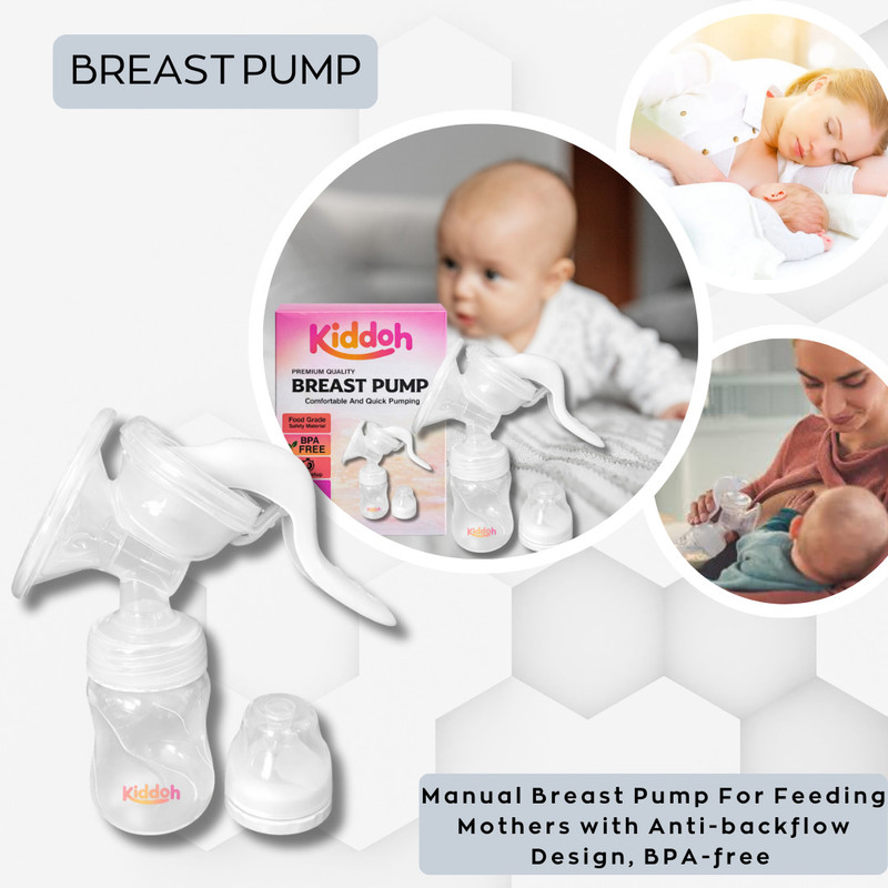 KIDDOH Portable Breast Pump; Baby Milk Extractor; Manual Breast Pump; Nursing Pump - Manual(White)
