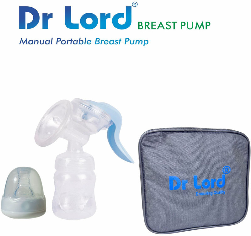 Dr Lord Portable Manual Breast Pump with carry Bag - Manual(White & Blue)