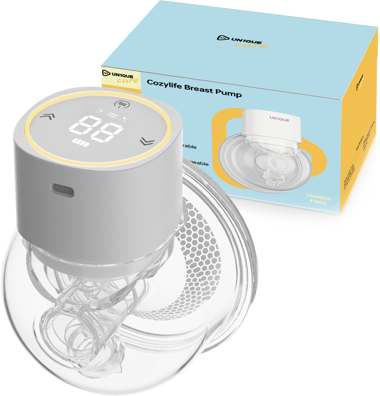 UN1QUE Wearable Breast Pump for Feeding Mothers, Hands Free & Smart Display - Electric(White)
