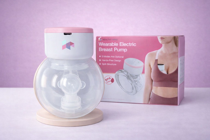 HEALTHYWIND Wearble Breast Pump For Feeding Mothers, 5 Modes & 15 Suction Gear - Electric(Pink)