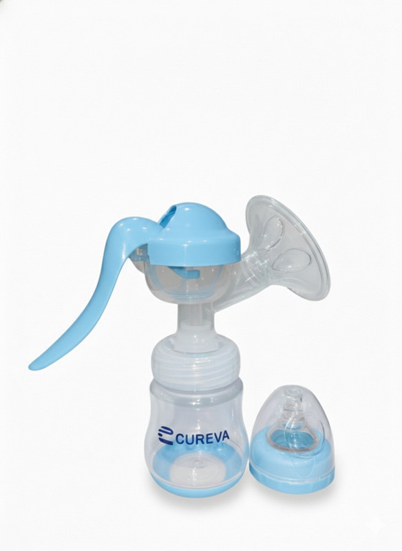 CUREVA Manual Breast Pump with Silicone Shield  - Manual(Blue & Transparent, Maltipal)