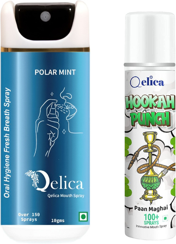 Qelica Polar Mint & Paan Magahi Combo Mouth Spray for Instant Breath Freshener Germkill Spray(20 g)