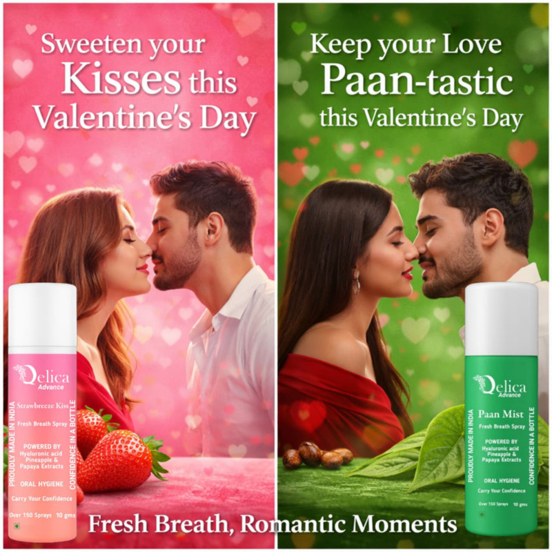 Qelica Kiss Fresh Valentine Mouth Spray | Instant Breath Freshener Spray(10 g)
