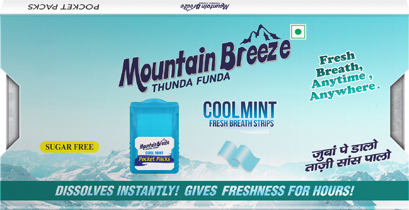 Mountain breeze Coolmint Breath Strips - Instant Freshness, 24 Strips Each Cassette (3 Cassette) Strip(3 g)