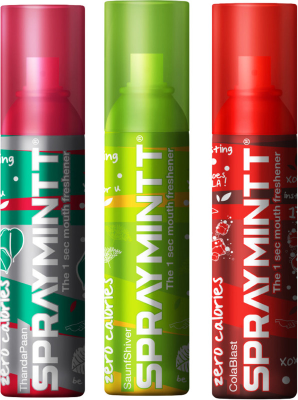 Spraymintt 1 Second Instant Mouth Freshener Combo - Orangewave + Saunfshiver + Colablast Spray(45 g)