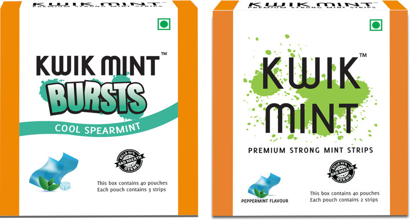 Kwik Mint Breath Freshners Bursts and Mint Cool Strips - 2 Flavours in One Pack. Strip(120 g)