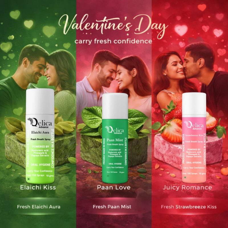 Qelica Valentine Kiss Ready Mouth Spray | Alcohol Free Breath Freshener Spray(10 g)
