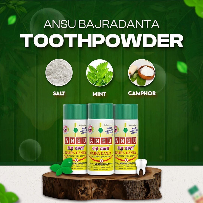 ansu bajradanta Toothpowder (100g, Pack of 5) Strip(500 g)