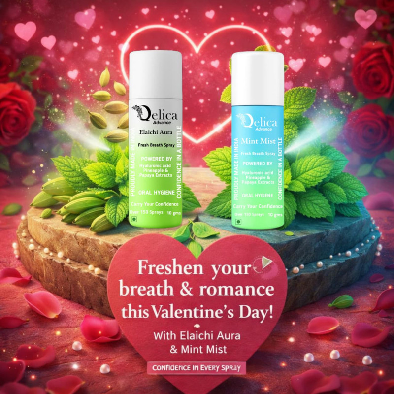Qelica Romantic Mint Breath Spray for Valentine | Pocket Mouth Freshener Spray(20 g)