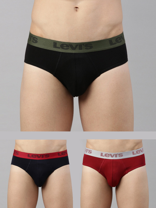 LEVI'S Men 066 Cotton Strech Solid Brief Mid-Rise Brief