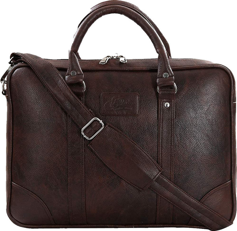 Leatherworld Laptop Office Bag Brief Case 15.6 inch Medium Briefcase - For Men & Women(Brown)
