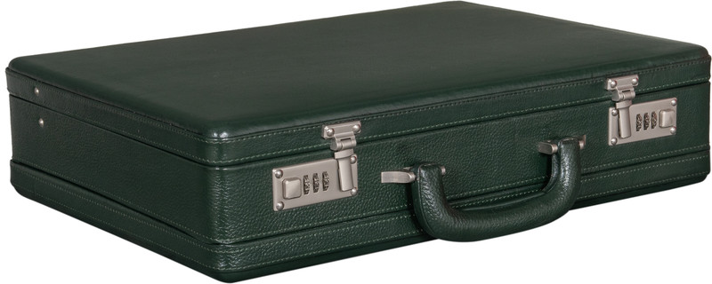 BRAND LEATHER Genuine Leather Office Briefcase With Combination Lock Large Briefcase - For Men(GREEN)