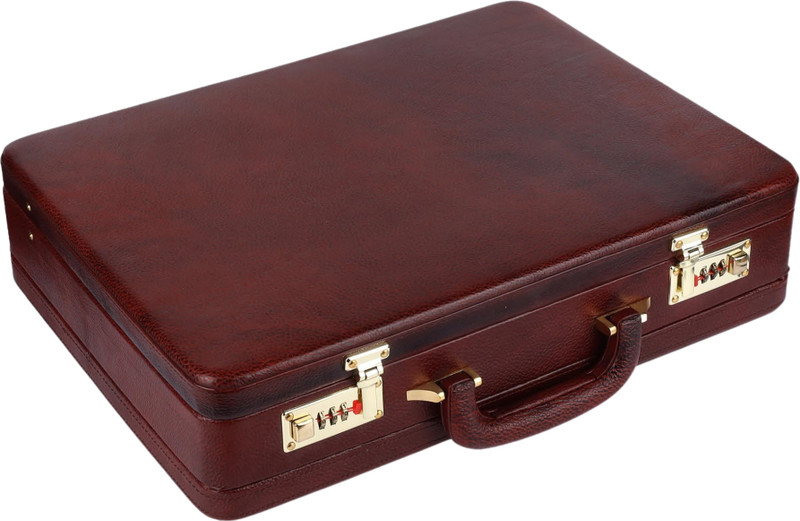 Leatherician Expandable Leather Briefcase Attache Medium Briefcase - For Men & Women(Brown)