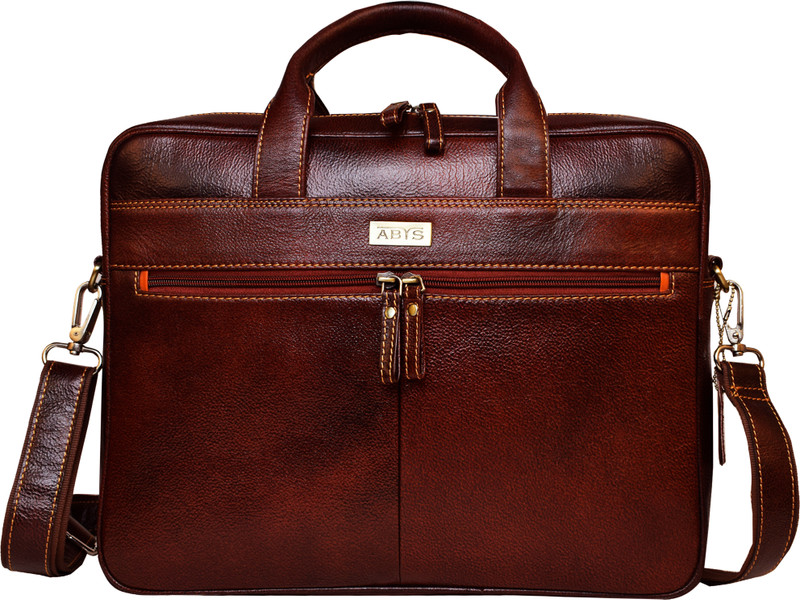 ABYS Premium Leather Business Briefcase Hand Messenger with Adjustable Shoulder Strap Medium Briefcase - For Men & Women(Light Brown)