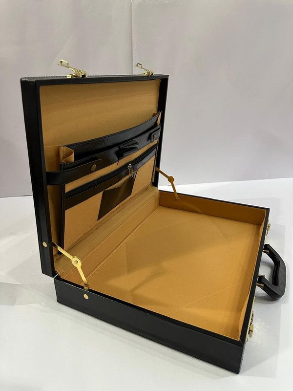CGC Professional Office Briefcase Leatherette Document Box with Secure Number Lock_ Medium Briefcase - For Men & Women(Black)