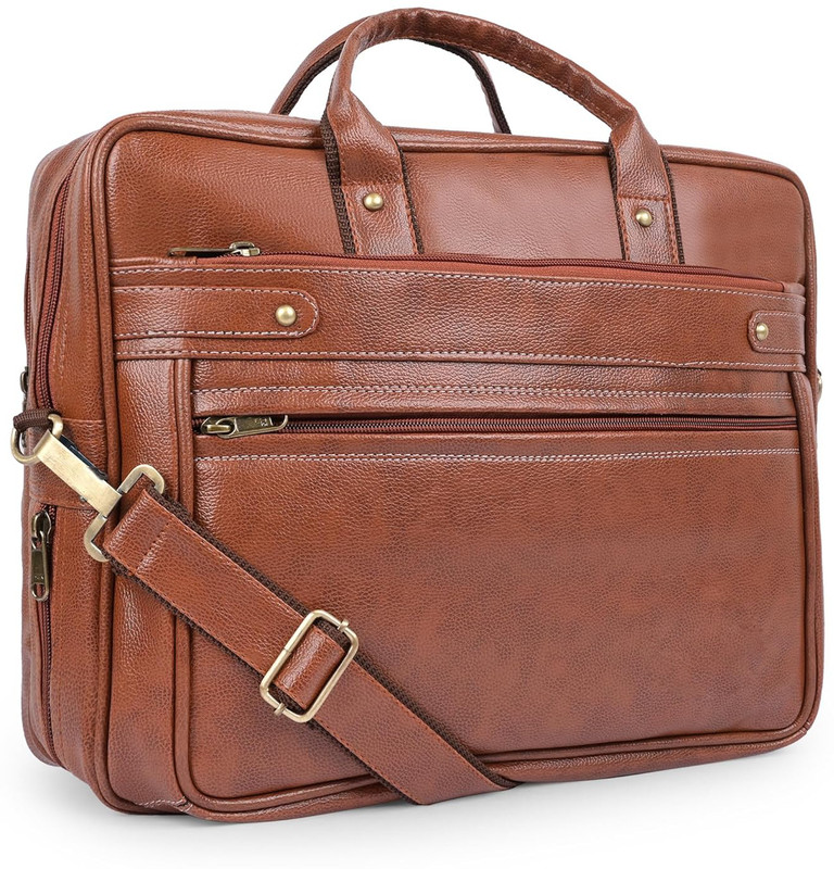 FLYTTER Pu Leather Messenger Bag for men&women (Office Briefcase) Medium Briefcase - For Men(vinatge brown)