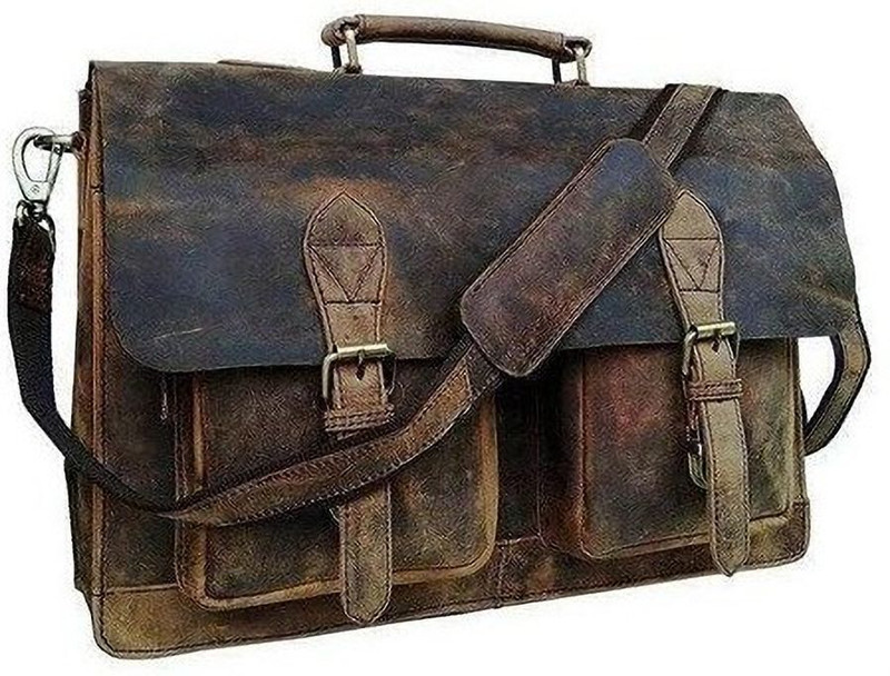 Mahetri Retro Buffalo Hunter 16 inch Medium Briefcase - For Men & Women(Vintage Brown)