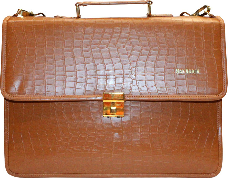 Man Arden The Vintage Aura Men's Briefcase Organizer Bag With Laptop Storage Large Briefcase - For Men(Brown)