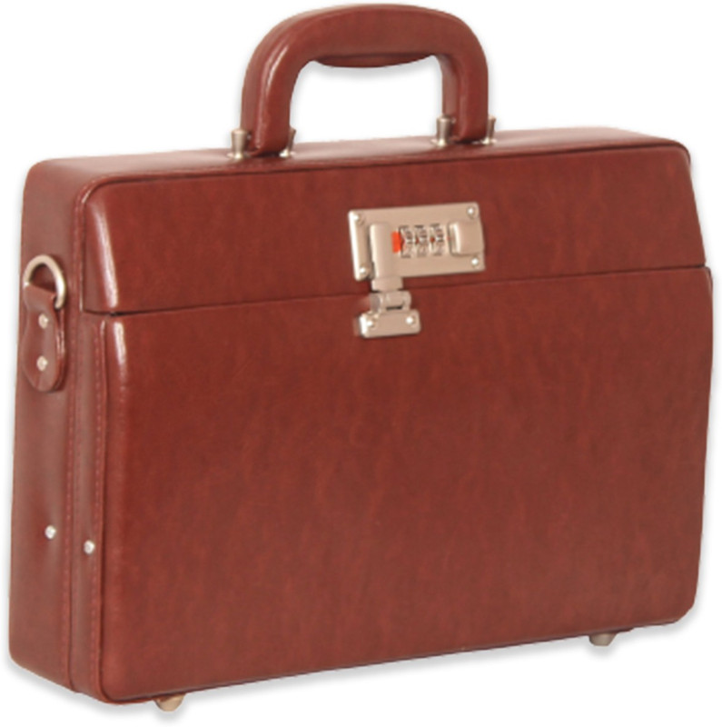 OBANI Faux Leather Office Briefcase Bag with Combination Lock (D:-12x8x3 Inch, Maroon) Small Briefcase - For Men & Women(Maroon)