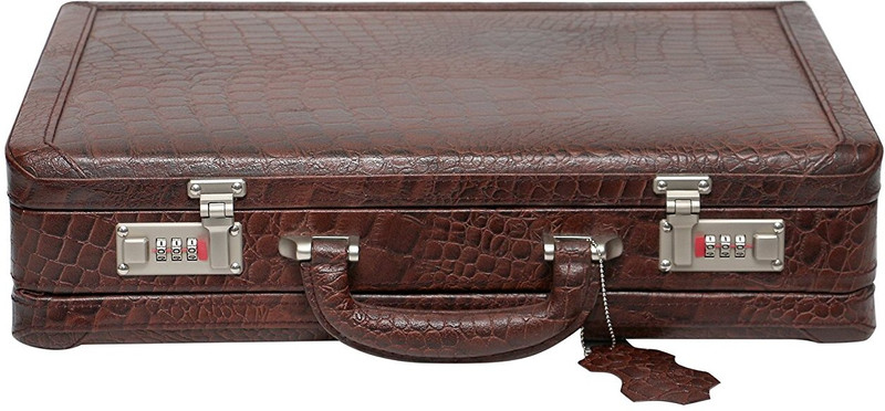 TAYIB Leather Briefcase 3 Dial Combination Lock Medium Briefcase - For Men(Brown)