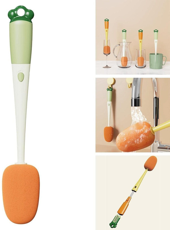 Aavad 3-in-1 Multifunctional Cleaning Brush with Detachable Head and Crevice Scrubber(Multicolor)