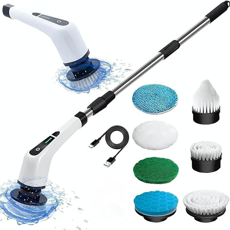 LUFJIKA Cordless Spin Scrubber Brush with 7 Head Attachment for Floors Bathroom,...