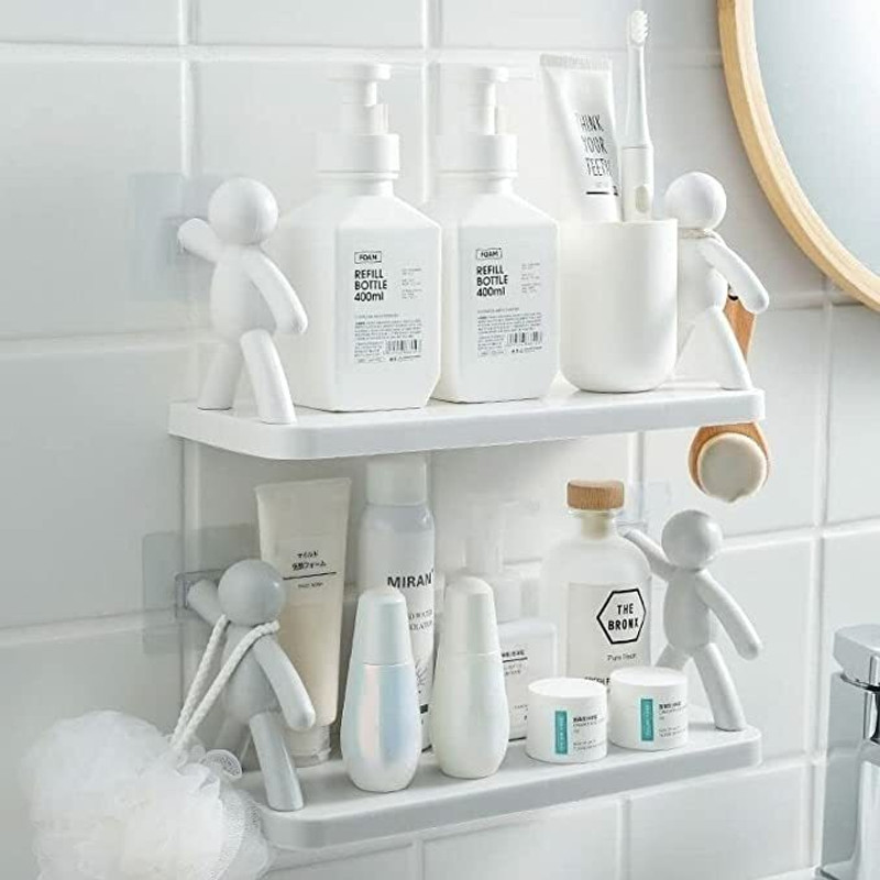 HEYMAK Plastic Floating Shelves Wall Shelf for Kitchen Bathroom Entryway Storage Basket(Pack of 2)
