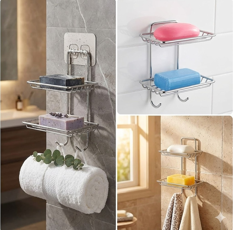 Ayushi Creation Soap Dish I Soap Holder I Shower Caddy I Bath Shelves I Wall Rack I Bath Rack(chandi)