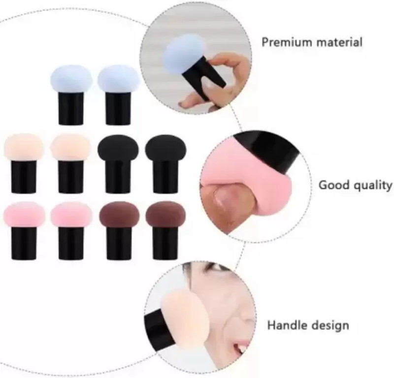 BALAAN'S BEAUTY BAZAAR Elastic Soft Mushroom Shape 10 Piece Beauty Blender (Colors Multi)(Multicolor)