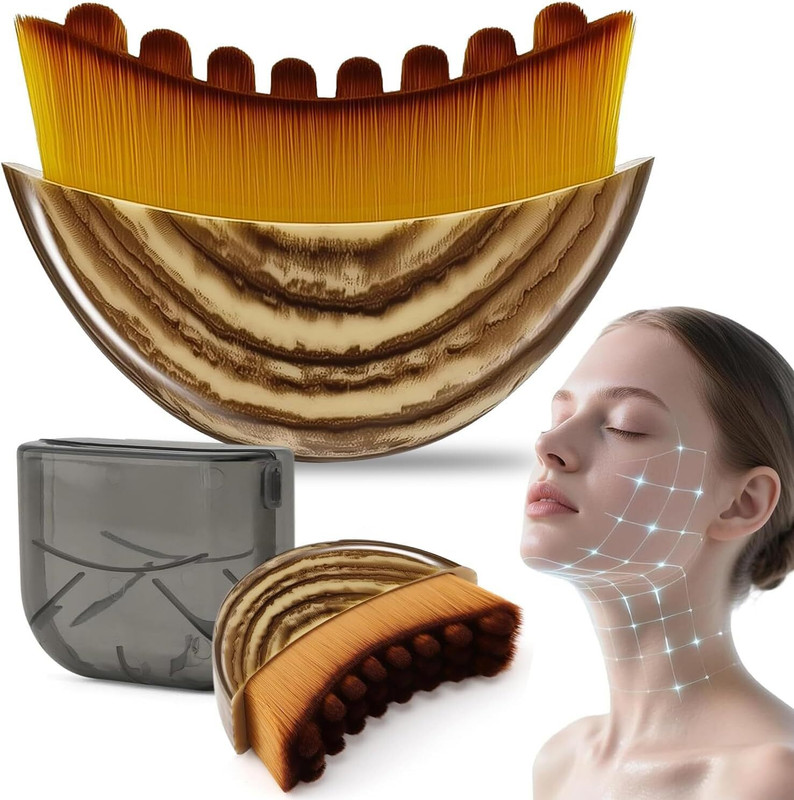 BH STUDIO PRO Jawline Contour Facial Brush | Wooden Face Sculpting & Massage Beauty Tool