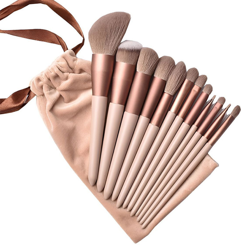 Koccido 13 Pcs Golden Makeup Brushes Set With Pouch Foundation Powder Eyeshadow Blush(Pack of 13)