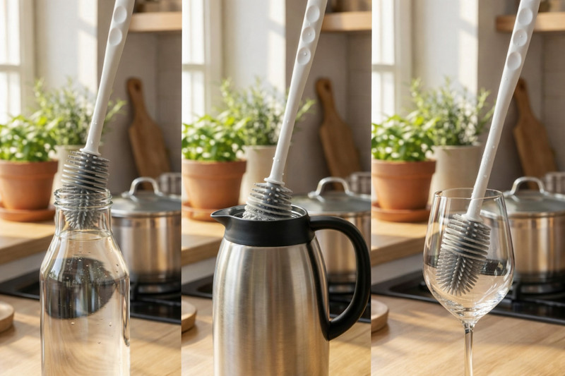 SHAGNEST Bottle Cleaner Brush | Long Handle Deep Cleaning Brush(Grey)