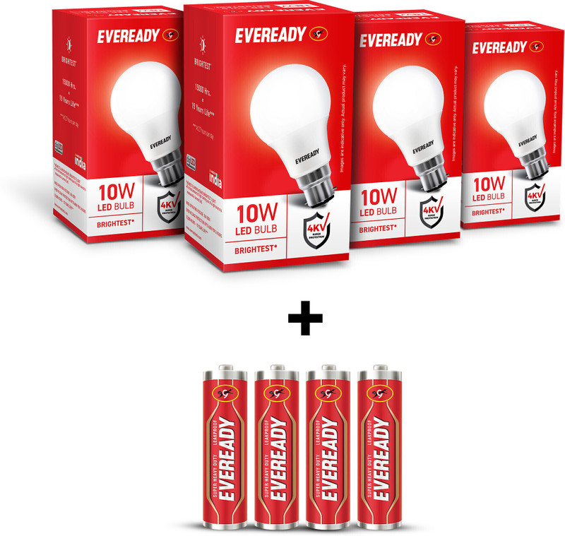 EVEREADY 10 W Basic Standard B22 LED Bulb(White, Pack of 4)