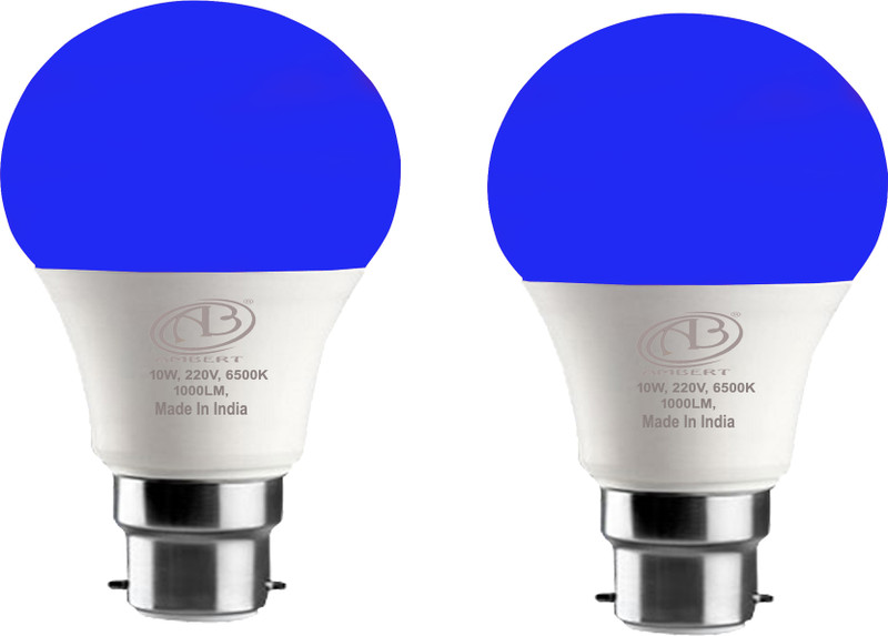 ambert 10 W Basic Round B22 LED Bulb(Blue, Pack of 2)