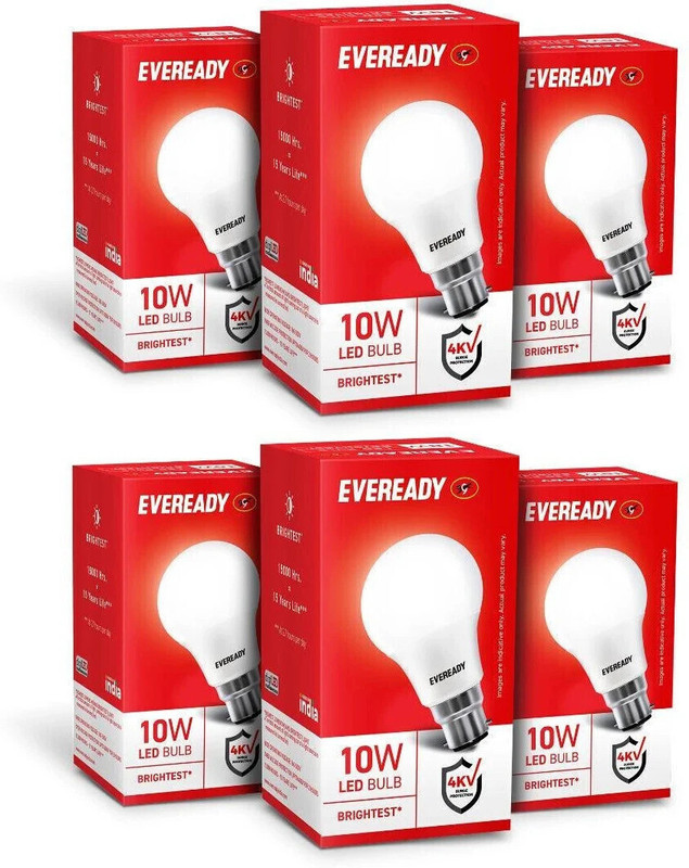 EVEREADY 10 W Basic Standard B22 LED Bulb(White, Pack of 6)