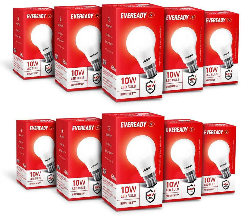 EVEREADY 10 W Basic Standard B22 LED Bulb(White, Pack of 10)