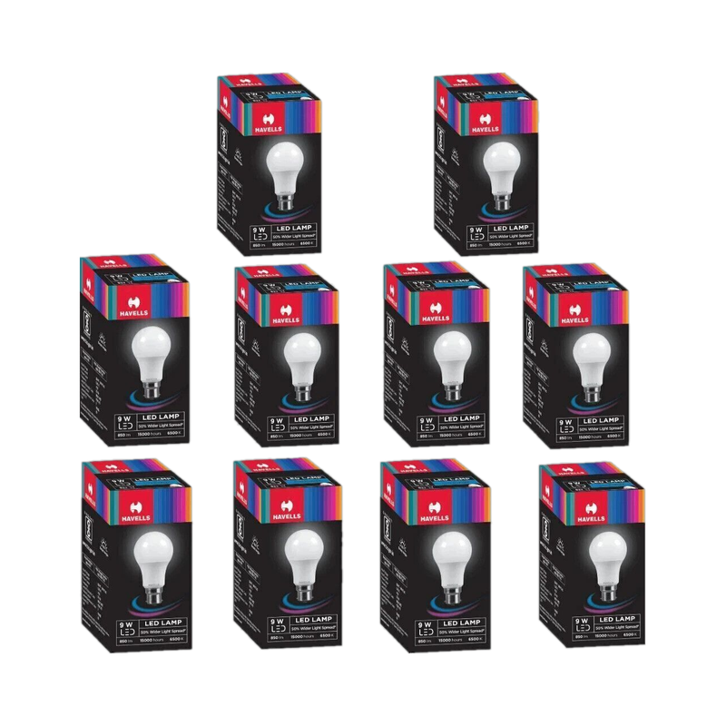 HAVELLS 9 W Basic Standard B22 LED Bulb(White, Pack of 10)