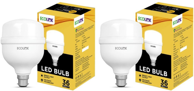 EcoLink 36 W Eye Safety Compliance Standard B22 LED Bulb(White, Pack of 2)