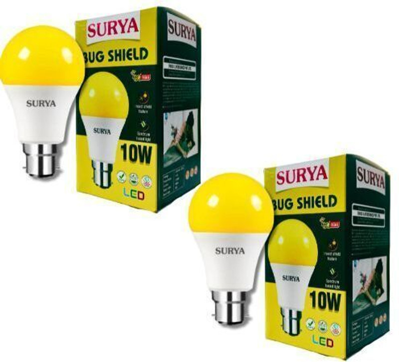SURYA 10 W Mosquito Repellent Standard B22 D Bug Light Bulb(Yellow, Pack of 2)