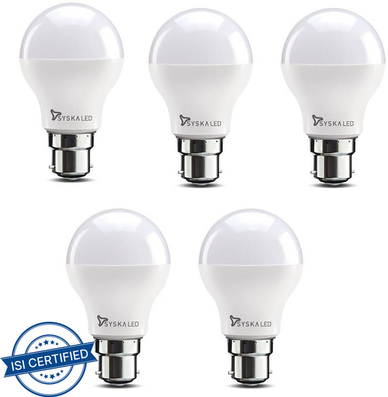 Syska 9 W Basic Standard B22 LED Bulb(White, Pack of 5)