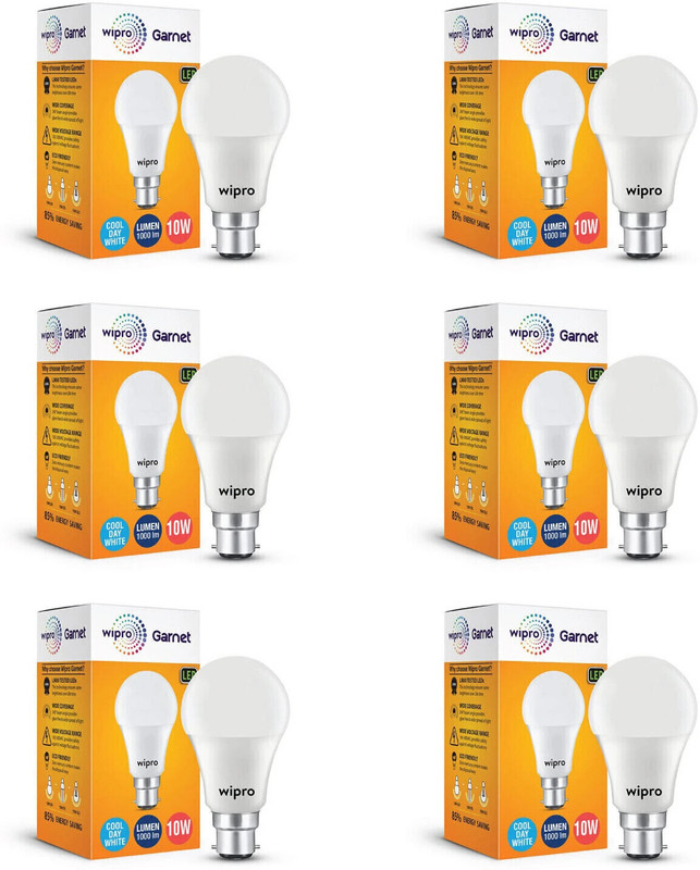 Wipro 10 W Basic Standard B22 LED Bulb(White, Pack of 6)